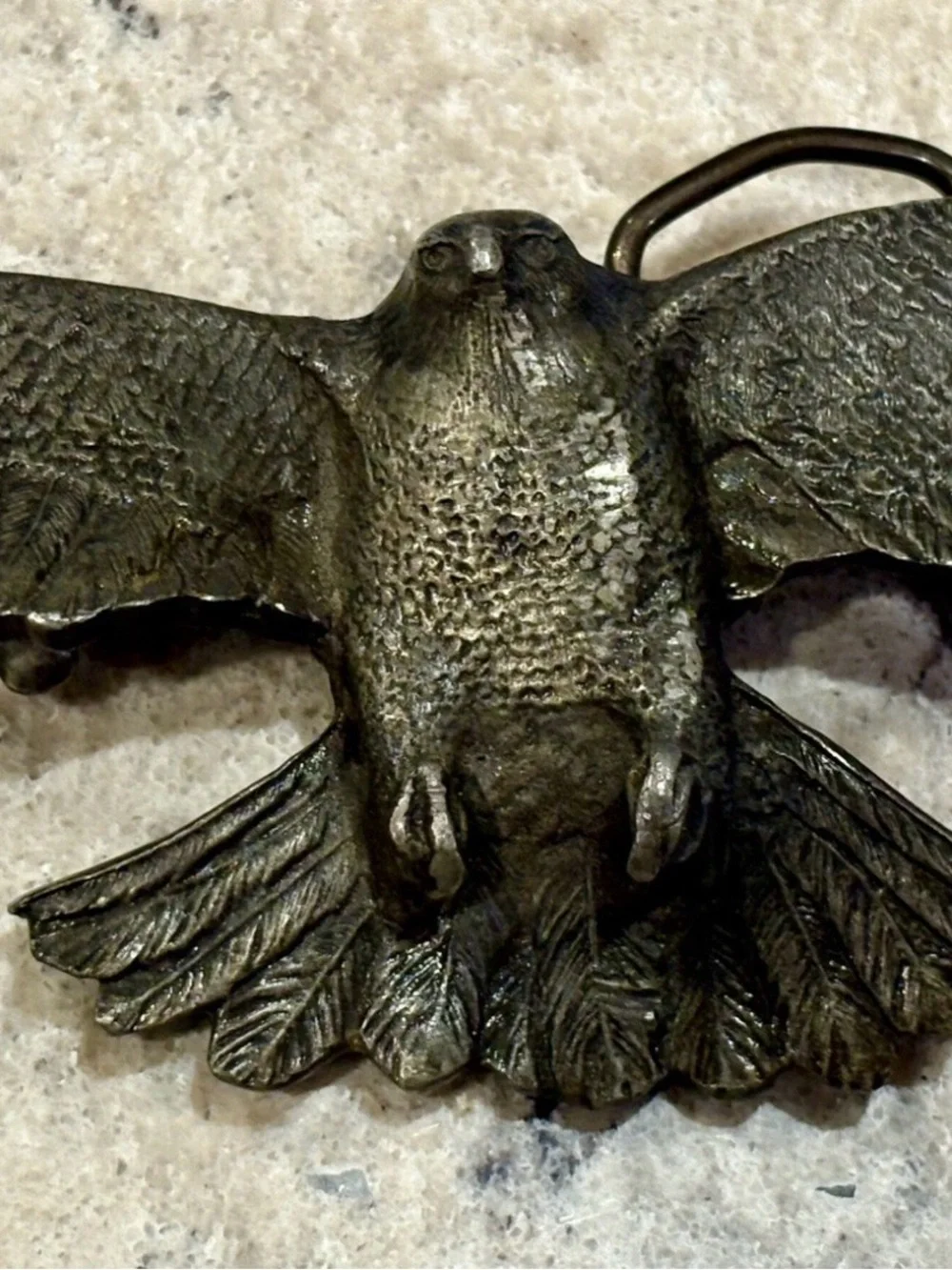 Vintage Vinegarroon Flying American Eagle Belt Buckle 1978 Pewter